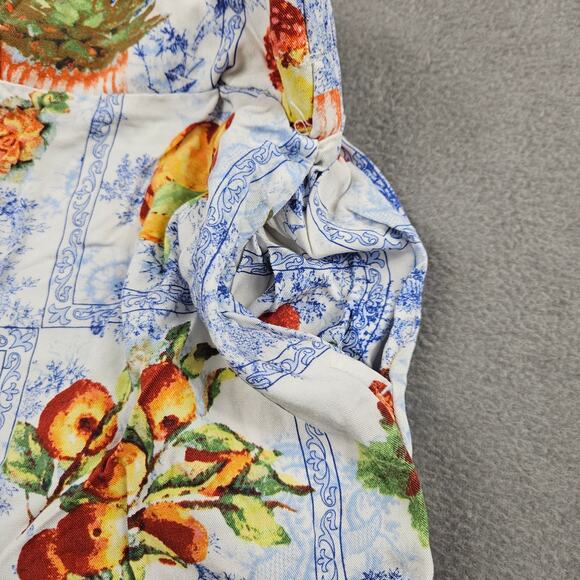 Flowy Pants Womens Small Pull On Peaches Fruit Print Cottage White Blue - Picture 2 of 10
